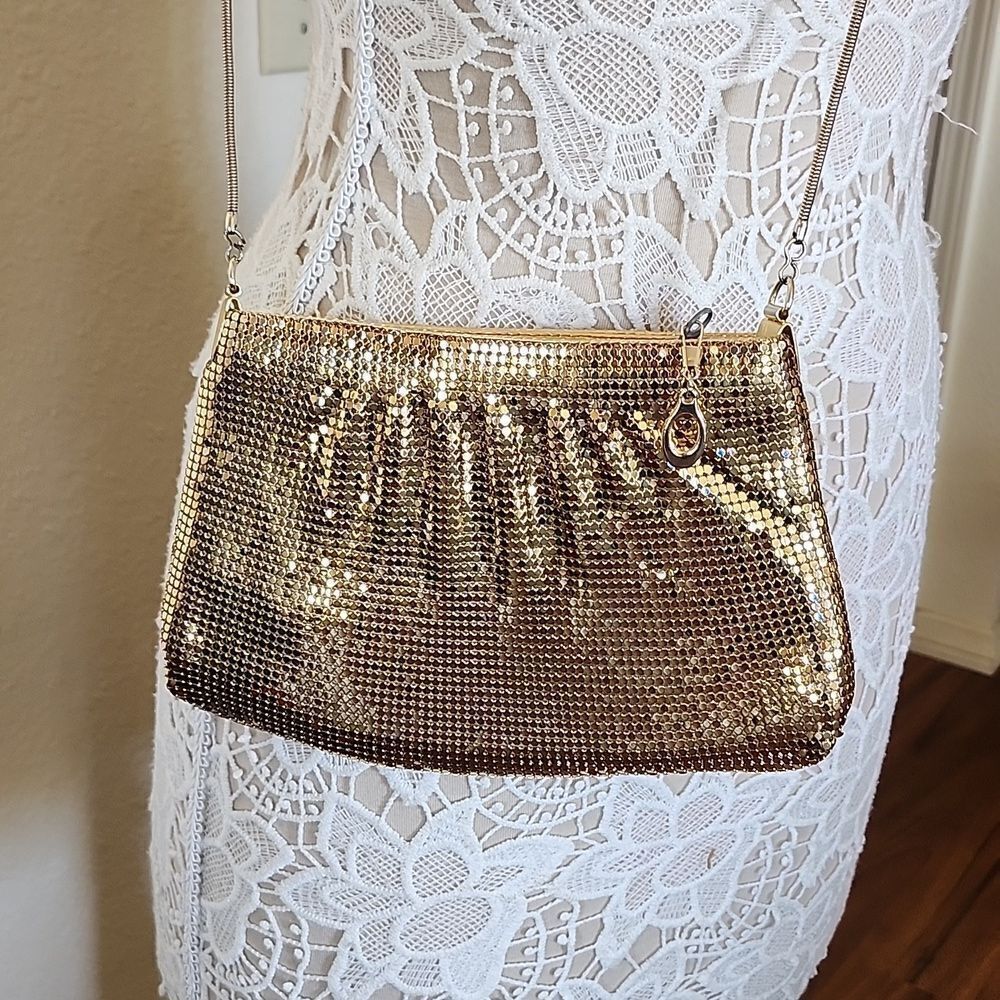 Vintage Y2K '70s Disco Avant Garde Metallic‎ Gold Bag Made In Hong Kong